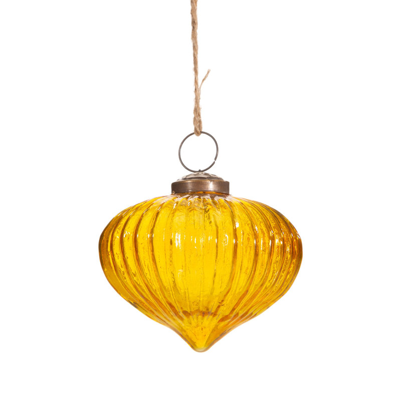 Solid Colour Glass Bauble, Yellow