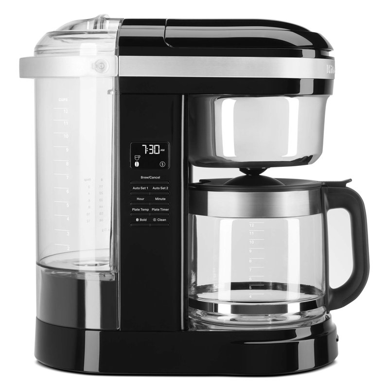 KitchenAid 12 Cup Drip Coffee Maker with Spiral Showerhead, Onyx Black
