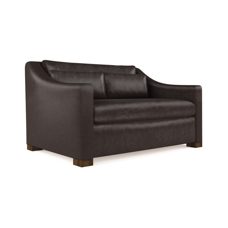 Causeuse Crosby, Cuir rétro chocolat, H 32,5 po x l 60 po x P 43 po, Ébène
