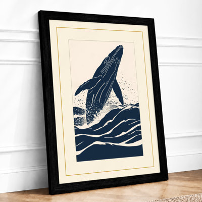 Whale Rising Coastal - Framed Print
