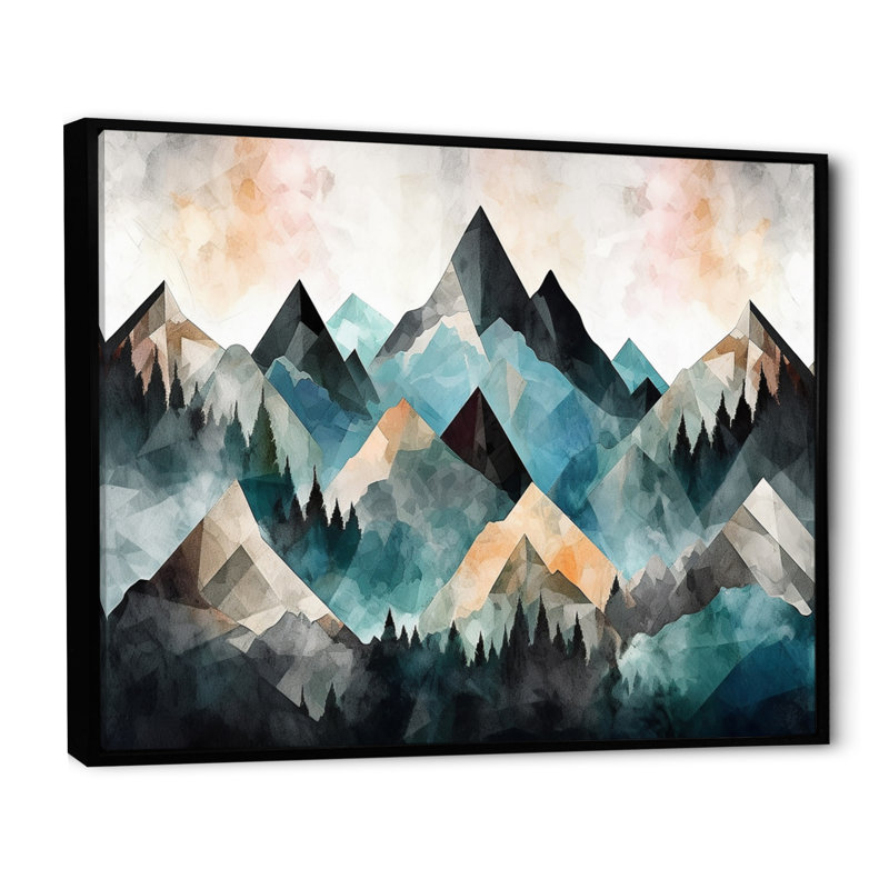 Minimalisme Winter Mountains III - impression, H 34 po x l 44 po x P 1,5 po, Cadre flottant noir
