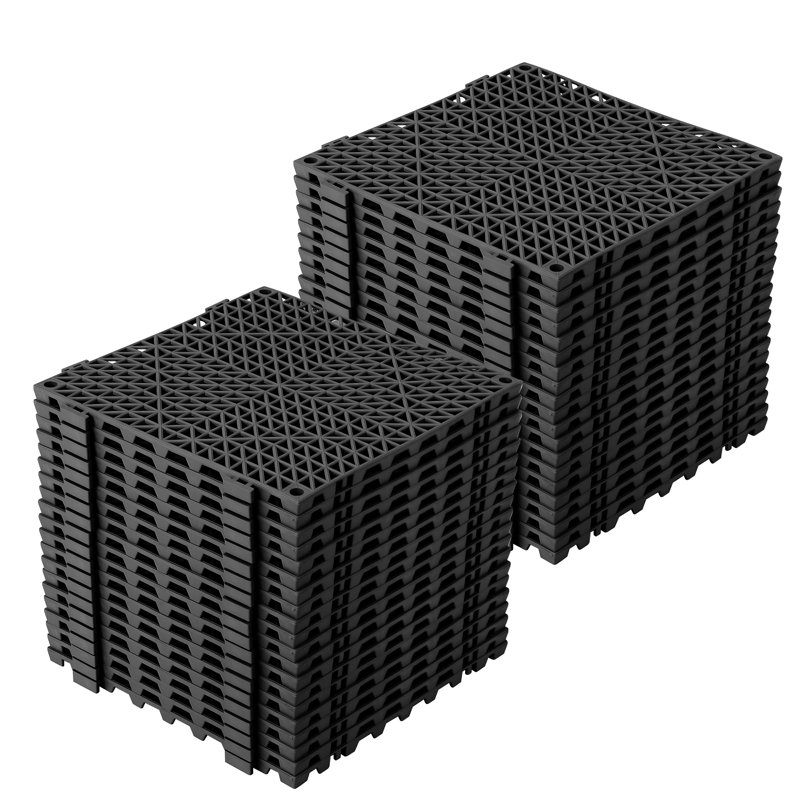 50-Pack Modular Interlocking PVC Floor Tiles 12" x 12" | Non-Slip Workshop Drainage Mat for Garage, Garden, Kitchen, Deck, Pool & Outdoor Areas