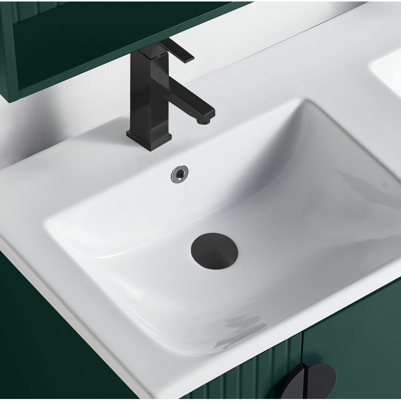 Ensemble de meuble-lavabo double 47 po Saimah, Noir, Vert