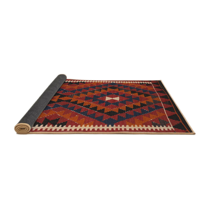 Tapis noir / rouge Southwestern, Rond 7 pi