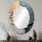 Gold And Grey Japanese Zen Tiles I - Large Oval Wall Mirror On Metal-511313692