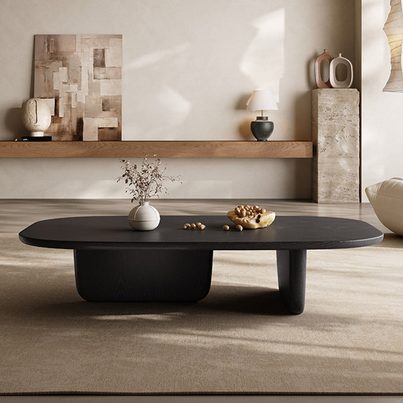 Table basse moderne en bois massif noir minimaliste