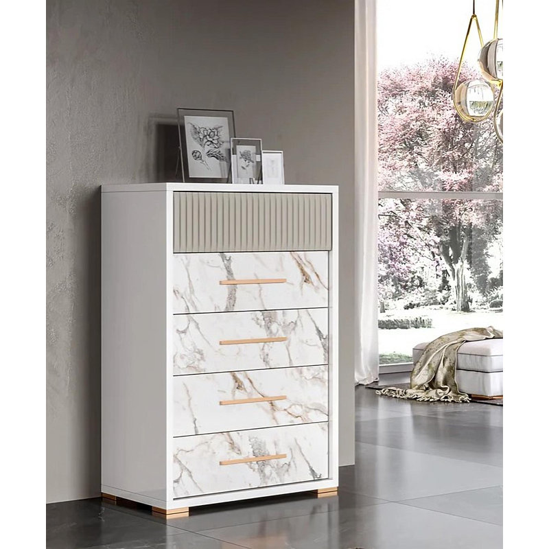 Ensemble de chambre à coucher 5 pièces Crystin, Très grand