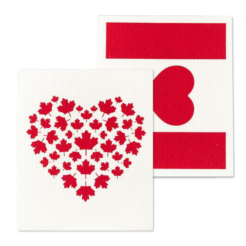 Ensemble de 2 débarbouillettes drapeau du Canada et cœur