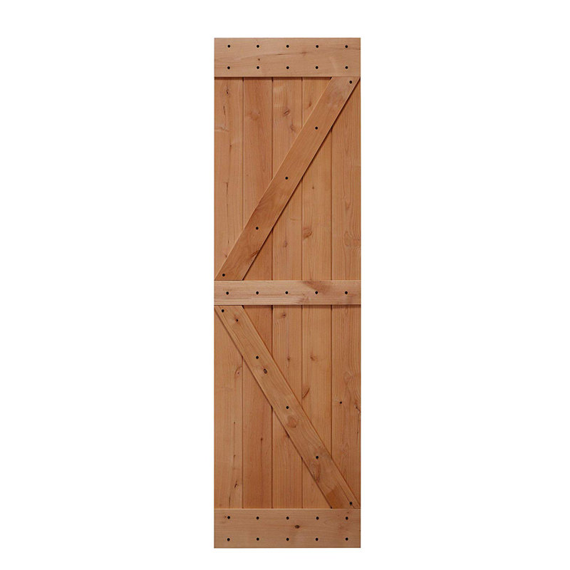 Porte de grange en bois à panneau non fini sans ensemble de quincaillerie d'installation, 24 po x 84 po