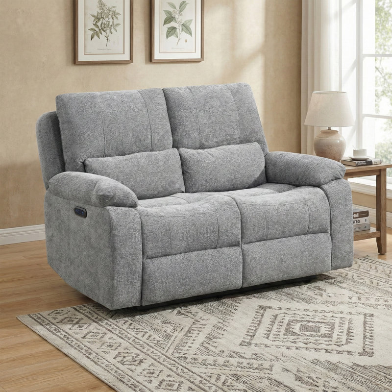 Tation Chenille Electric 2 Seater Reclining Sofa, Granite