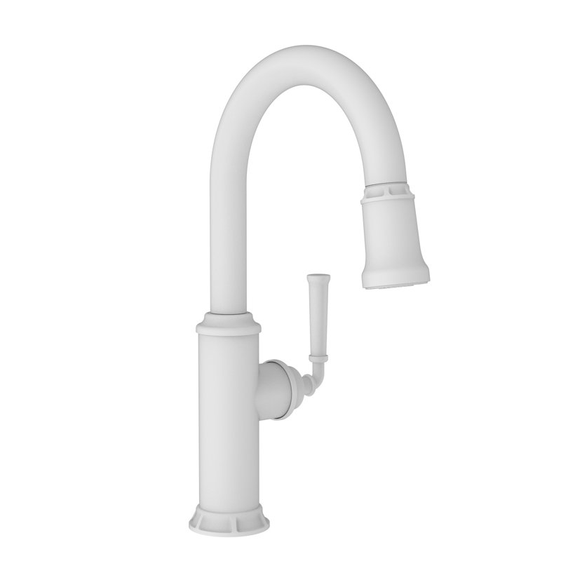 Gavin Single Handle Pull Down Kitchen Faucet, Matte White