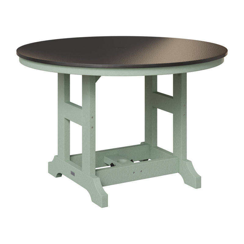 Table de bar ronde Berlin Garden, Noir martelé, Écume de mer, écume de mer, H 39,5 po x l 48 po x P 48 po