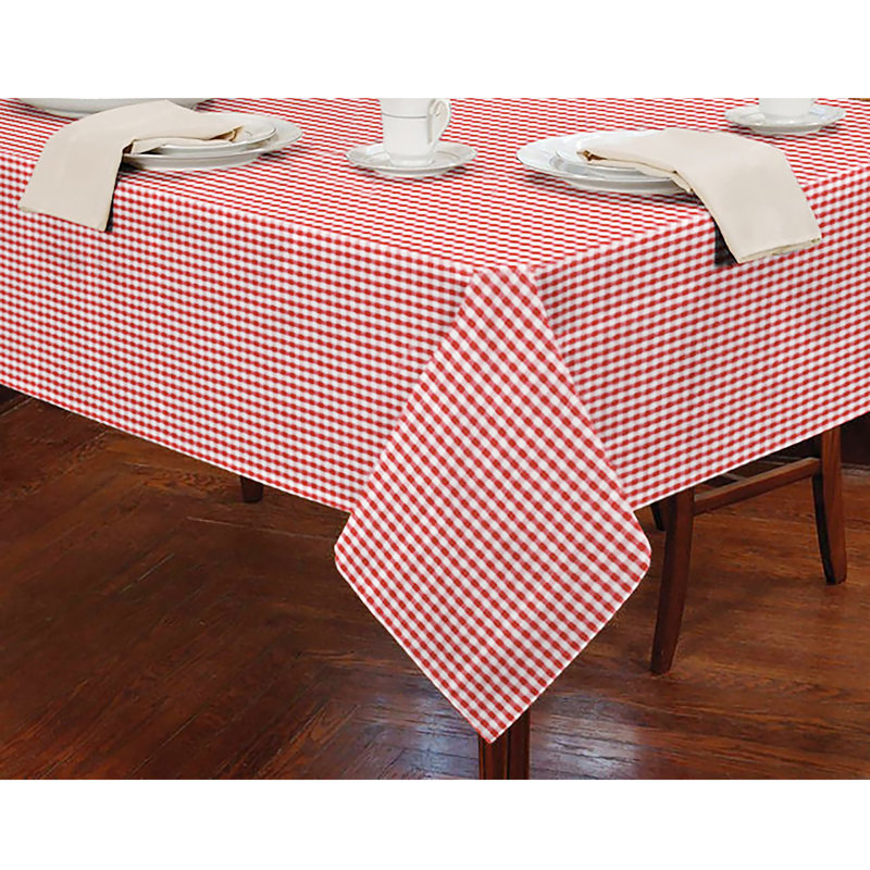 Mucklen Rectangle Plaid Polyester Dining Linens, Red