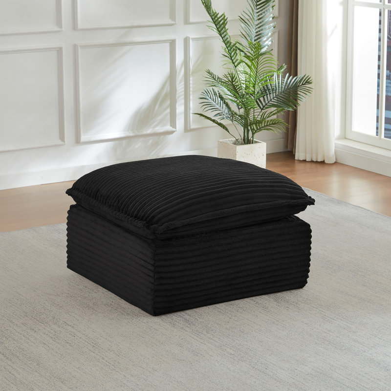 Cloud Sectional Couches For Living Room, Convertible L-Shape Couch With Ottoman, Black