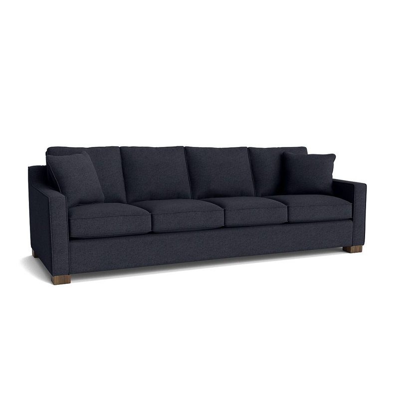 Canapé à accoudoirs carrés avec coussins réversibles 102 po Aceyon, Noyer, Bleu marine Entice