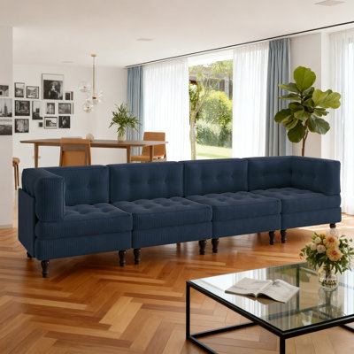 Upholstered Tufted Corduroy Modular Sectional with Pillow Back