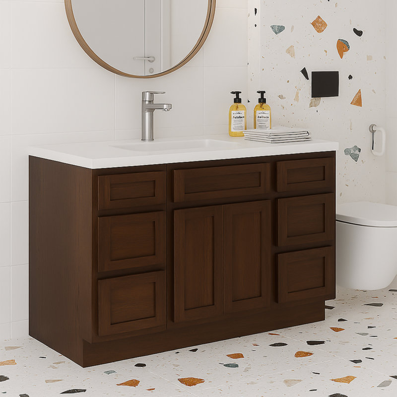 54'' Single Bathroom Vanity Base Only, Brown