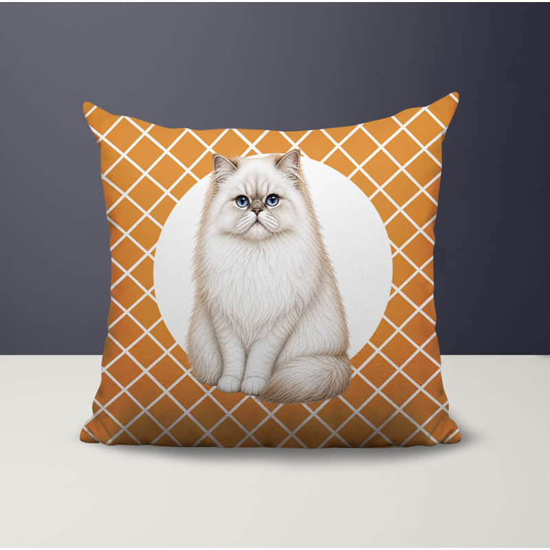 Oreiller réversible intérieur / extérieur Persian Cat, 18x18, Orange