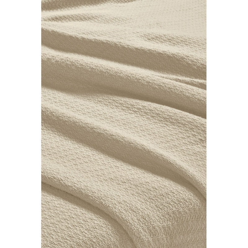 Ivory Waffle Weave Honeycomb Knit Cotton Throw Blanket