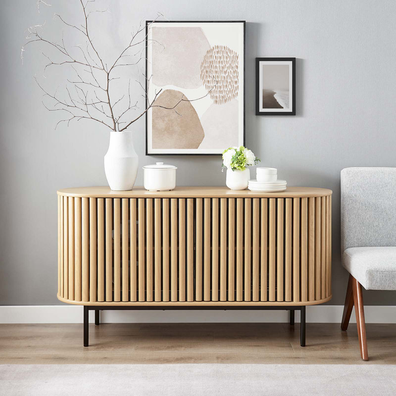 Fortitude 59'' Oak Oval Sideboard with Metal Legs