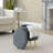 Ottoman In Gold Metal And Green Fabric With Storage-364249820