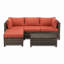 Ensemble de conversation modulaire en rotin pour 3 personnes avec coussins Parkhurst-1982809390