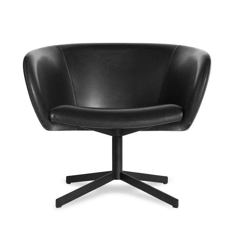 Fauteuil demi-tonneau en cuir, Cuir véritable Onyx