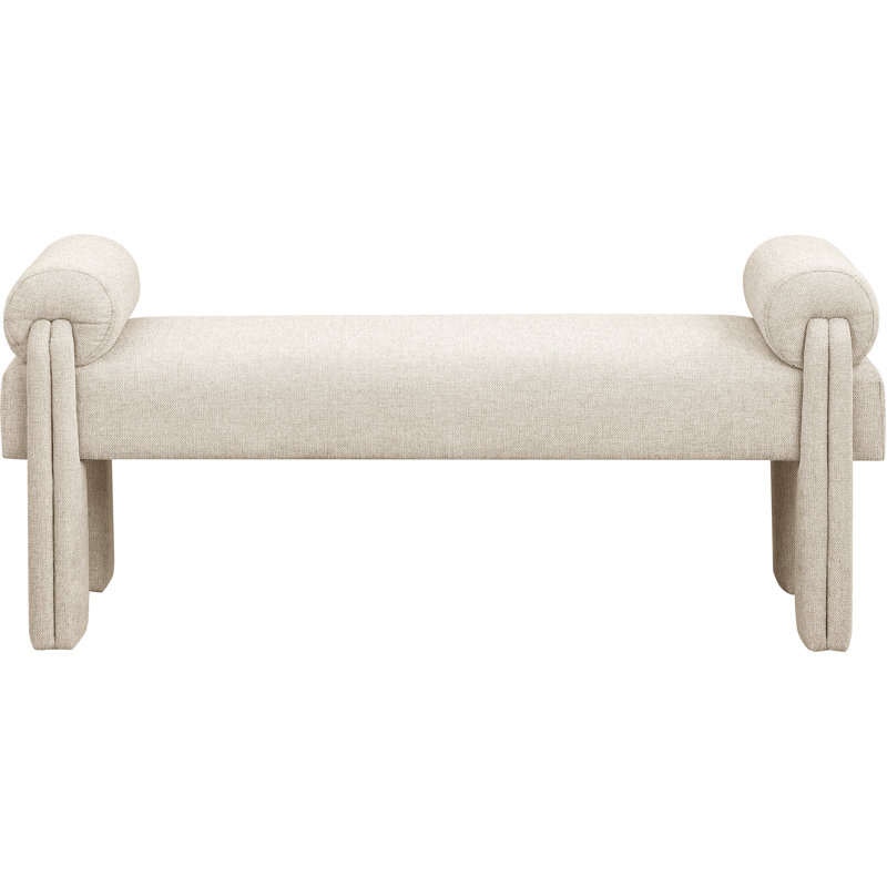 Banc rembourré Stefano, Tissu en polyester beige