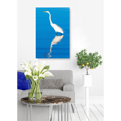 «Mccutchen No Regret Great Egret in Blue Water», impression sur toile tendue