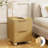 Fluted Nightstand with Spacious Storage Drawers, Bedside Table with Solid Wood Round Legs-1808791584