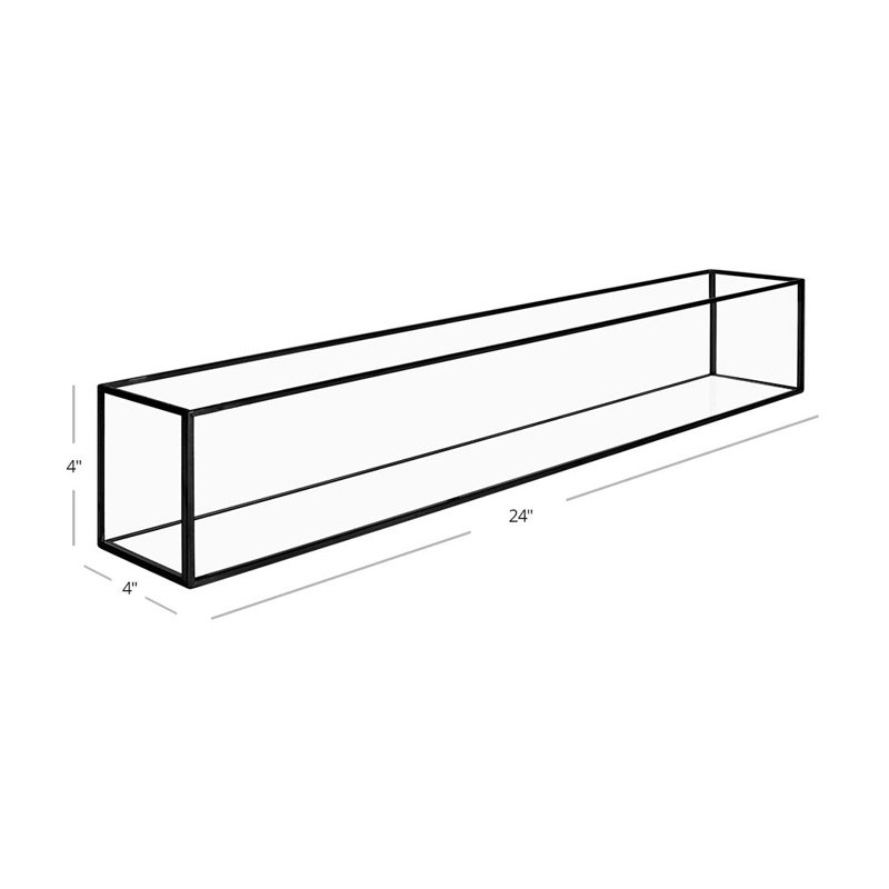Support pour porte-bougie noir long en verre, 24 pouces