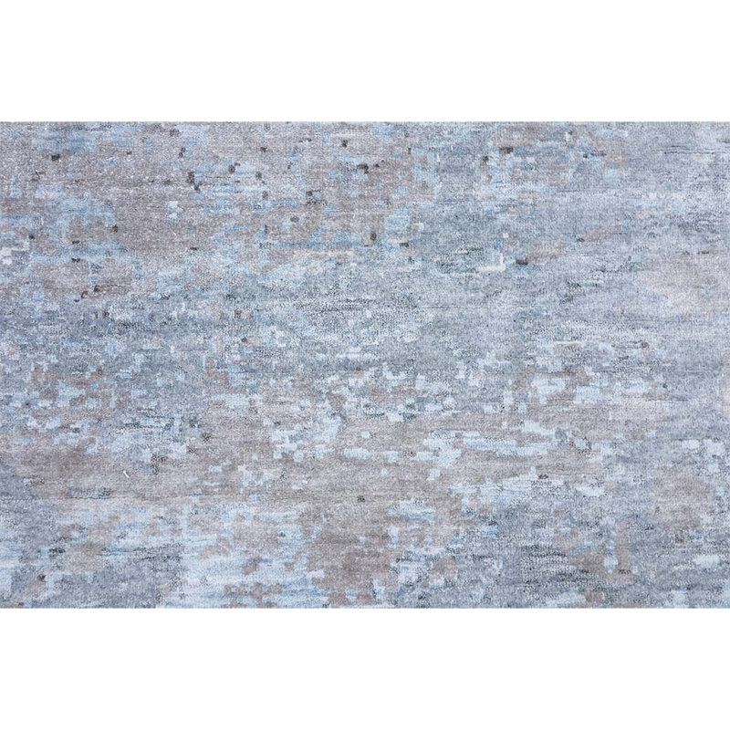 Hand-Knotted High-Quality Silver and Multi-Colored Area Rug, Rectangle 6' x 9'