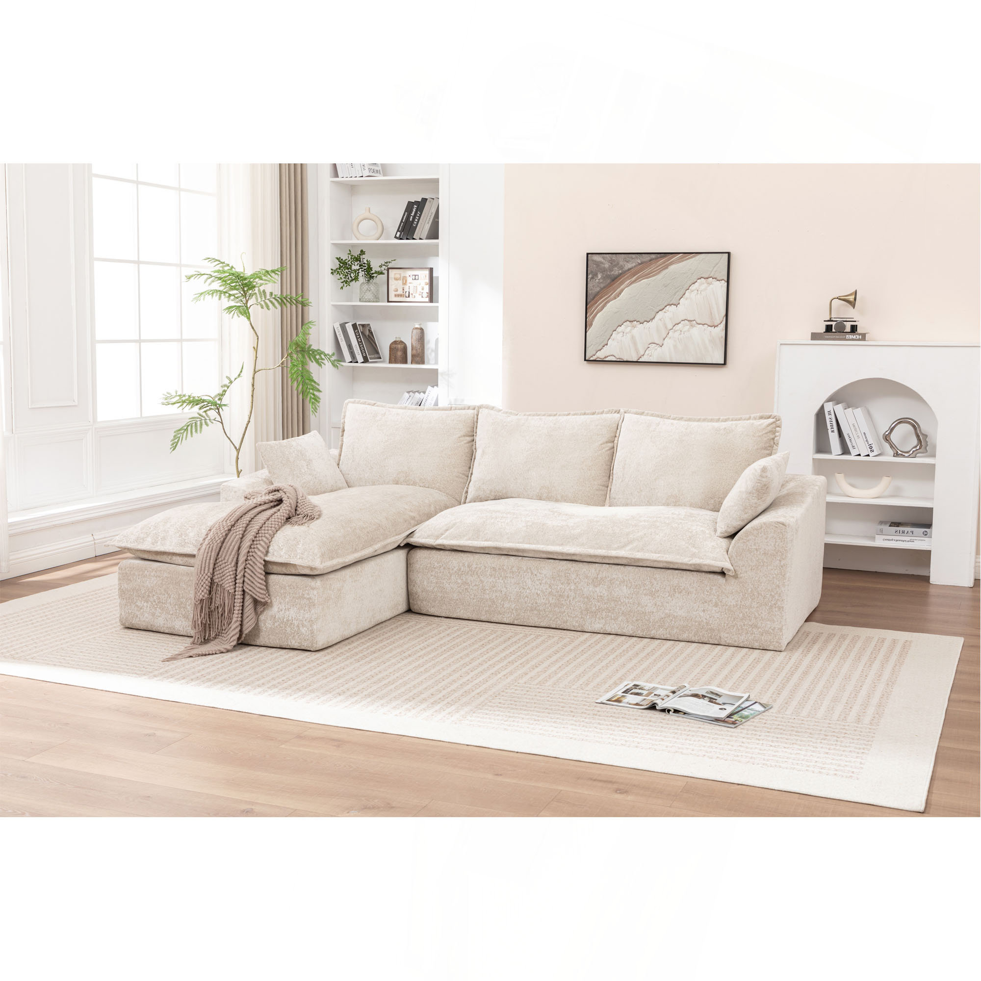 Latitude Run® 103" Cloud Sectional Couch With L - Shape Chaise ...