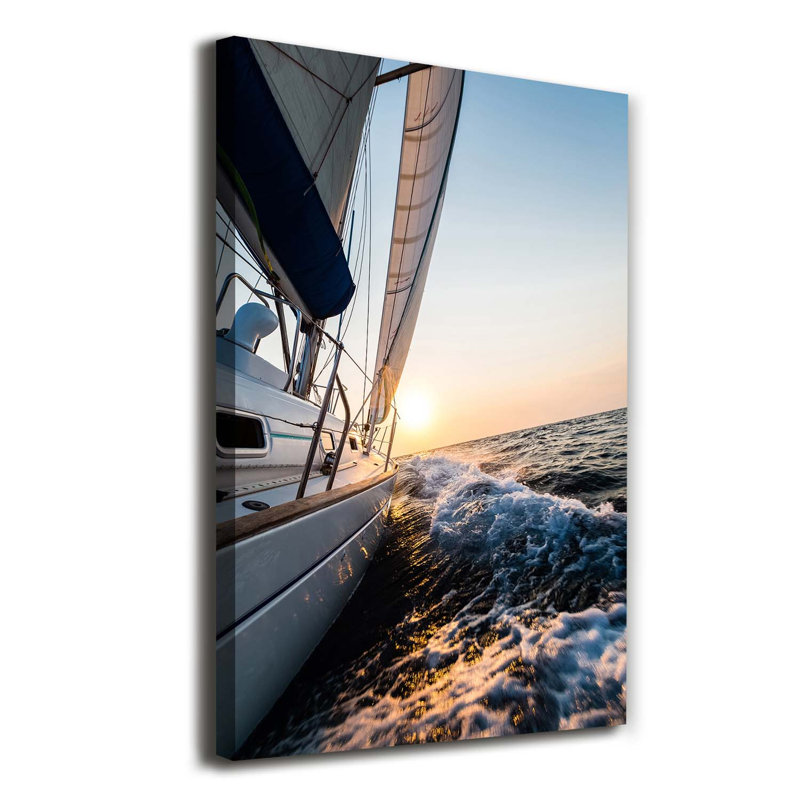 Yacht On The Sea 1 Piece Wrapped Canvas Wall Art