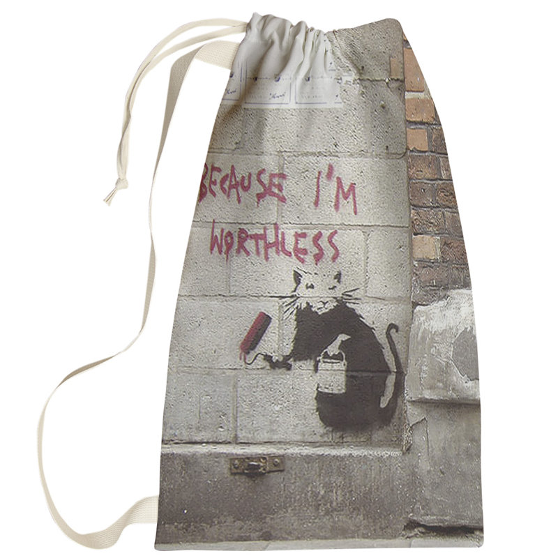 Fabric Laundry Bag with Handles, Large (36" H x 28" W x 1" D)