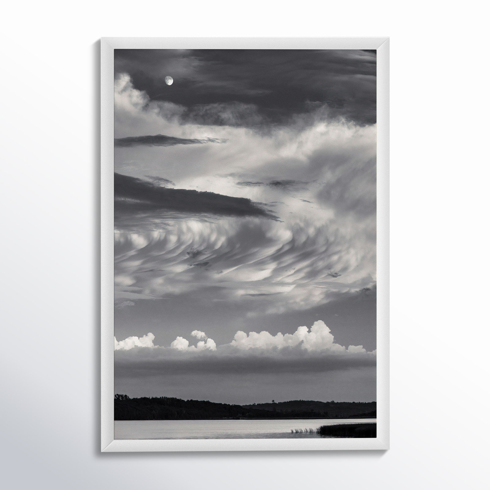Garden Sign "Island Lake Moon" Print, White, 20" H x 14" W x 1.25" D