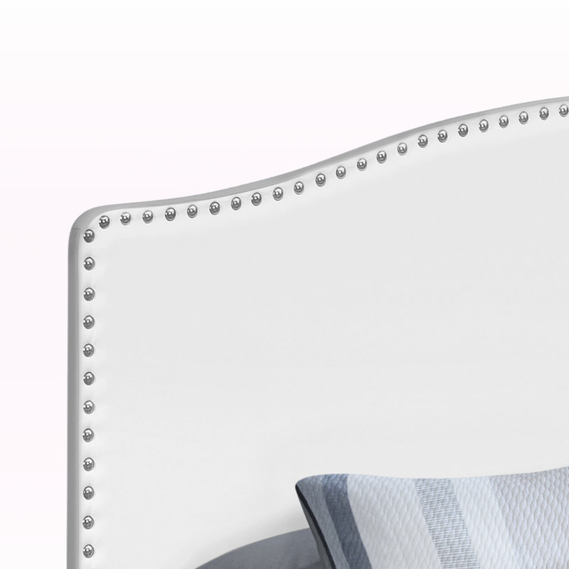 Tête de lit tapissier en similicuir blanc Spiro, H 50,23 po x l 62,86 po x P 2,88 po