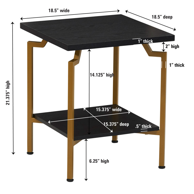 Phillistine End Table, White Top/Gold Base