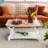 COZAYH Rustic Farmhouse Coffee Table w/ Tray Top & Storage Shelf, Natural/White-15737037