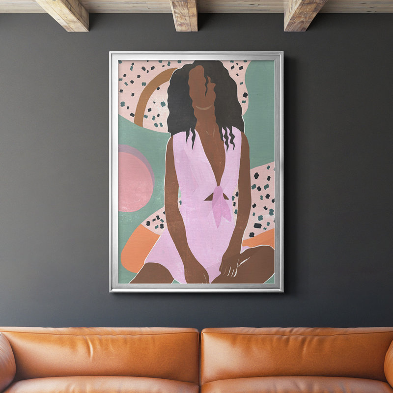 Curly Lady III, toile encadrée de qualité supérieure - prête à être accrochée, H 42,5 po x l 30,5 po x P 1 po, Argent