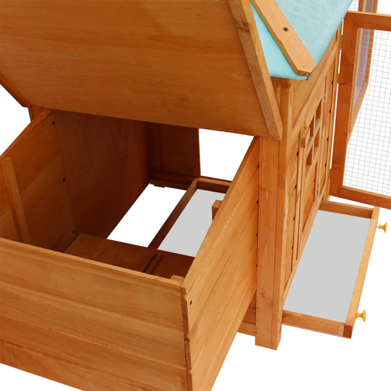 Francisca 13.09m² Chicken Coop with Chicken Run, Brown