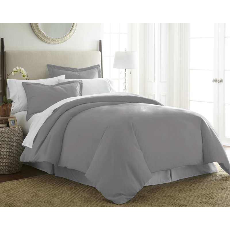 Cotton Duvet Cover, Full/Queen Duvet Cover + 2 Shams, Steel Gray