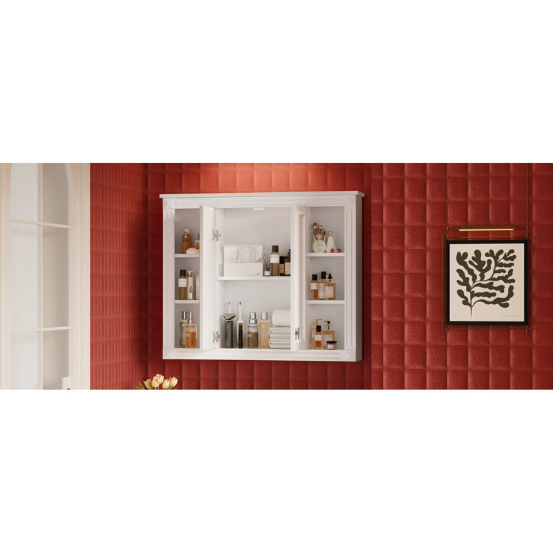 Versatile Storage Solution: Wall Mounted Medicine Cabinet For Bathroom, With Adjustable Shelves And Soft-Close Hinges, In A White Painted Appearance Offering Ample Space, Shelves, Contemporary Design