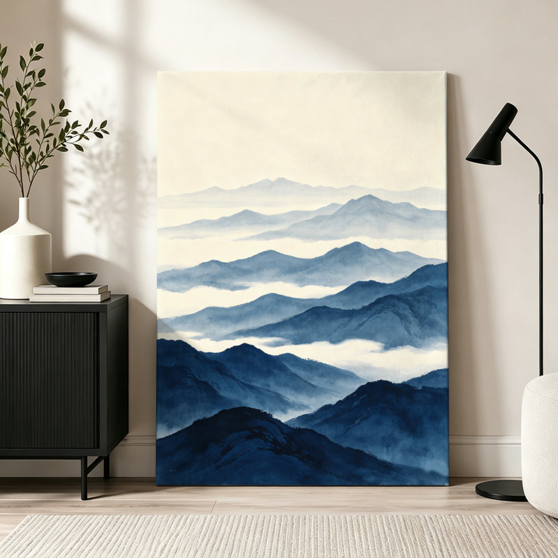 Chaîne de montagnes superposées, impression sur toile, aquarelle, 24 x 36 po, chambre à coucher, salon et décoration intérieure