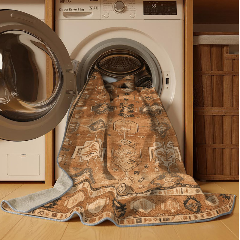 Tapis brun turc lavable à la machine, Rectangle 5 pi x 7 pi