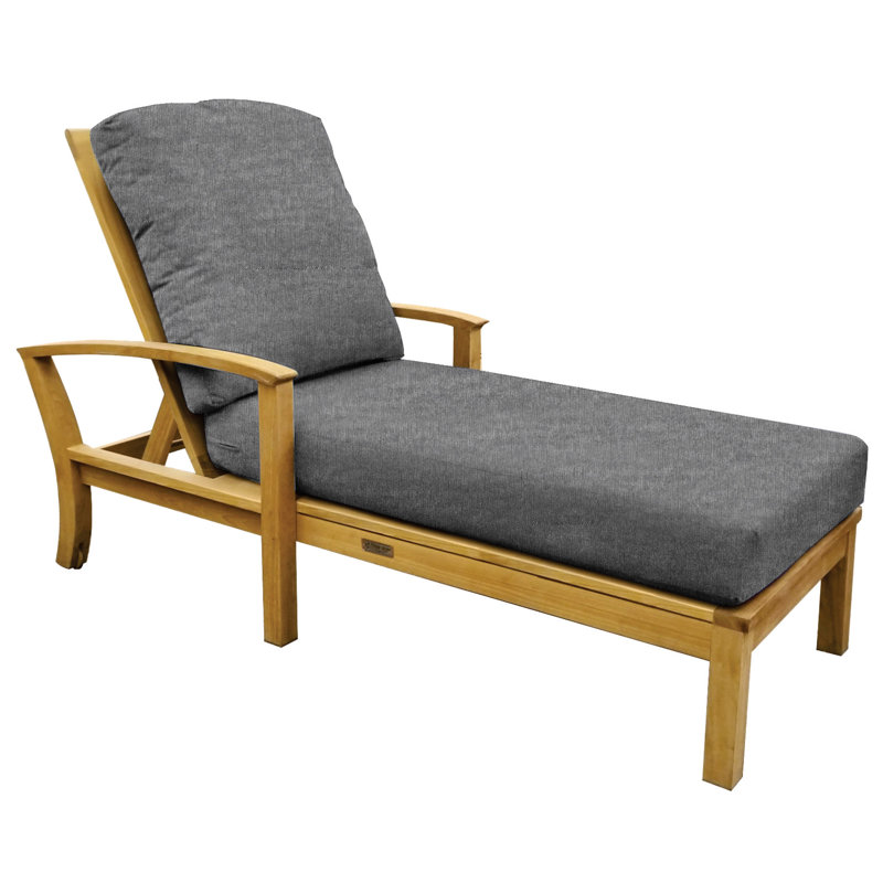 St. Lucia Outdoor Teak Chaise Lounge, Cast Charcoal