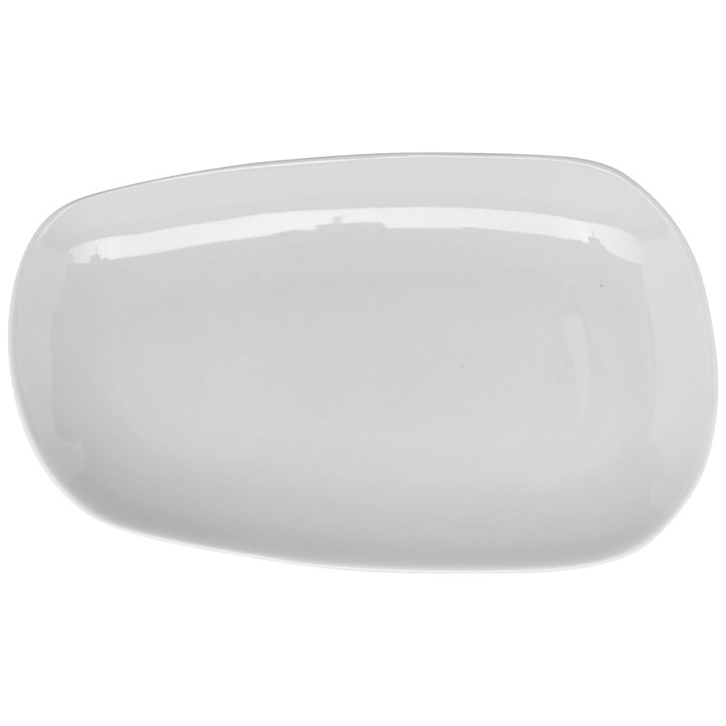 GET Assiette à apéritif asymétrique en porcelaine haute résistance, 9,75 po, blanc (ensemble de 12)