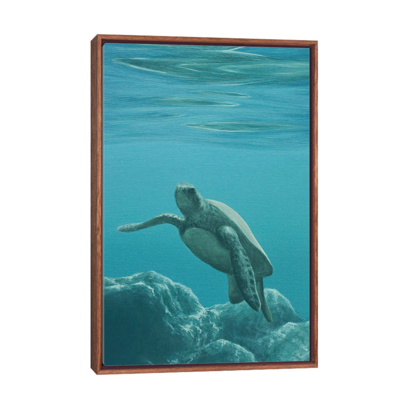 Marée basse - reproduction d'art murale - toile encadrée, 40" x 26", Framed Canvas, Brown