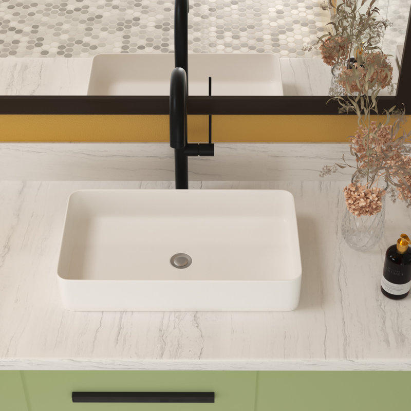 GAWEZA 14'' Ceramic Rectangular Bathroom Sink