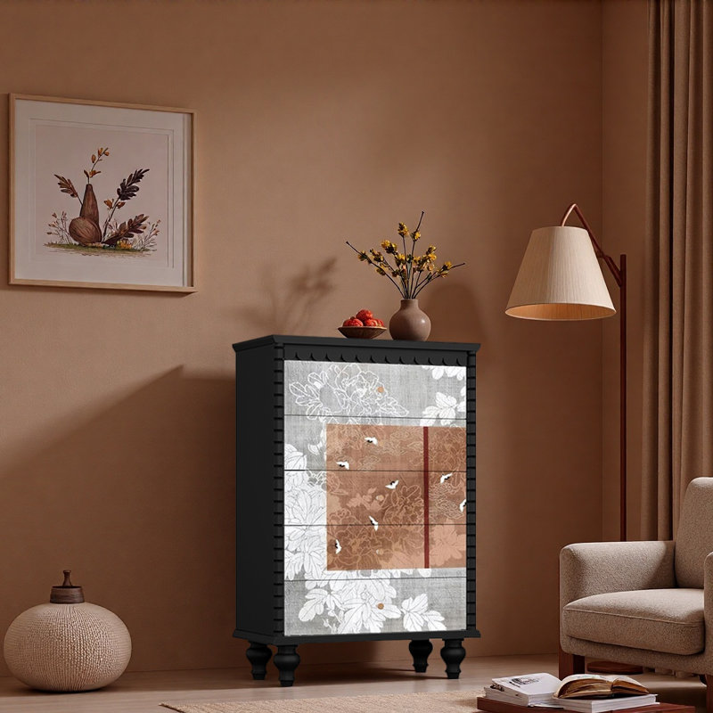 Armoire multifonctionnelle à cinq tiroirs, Noir